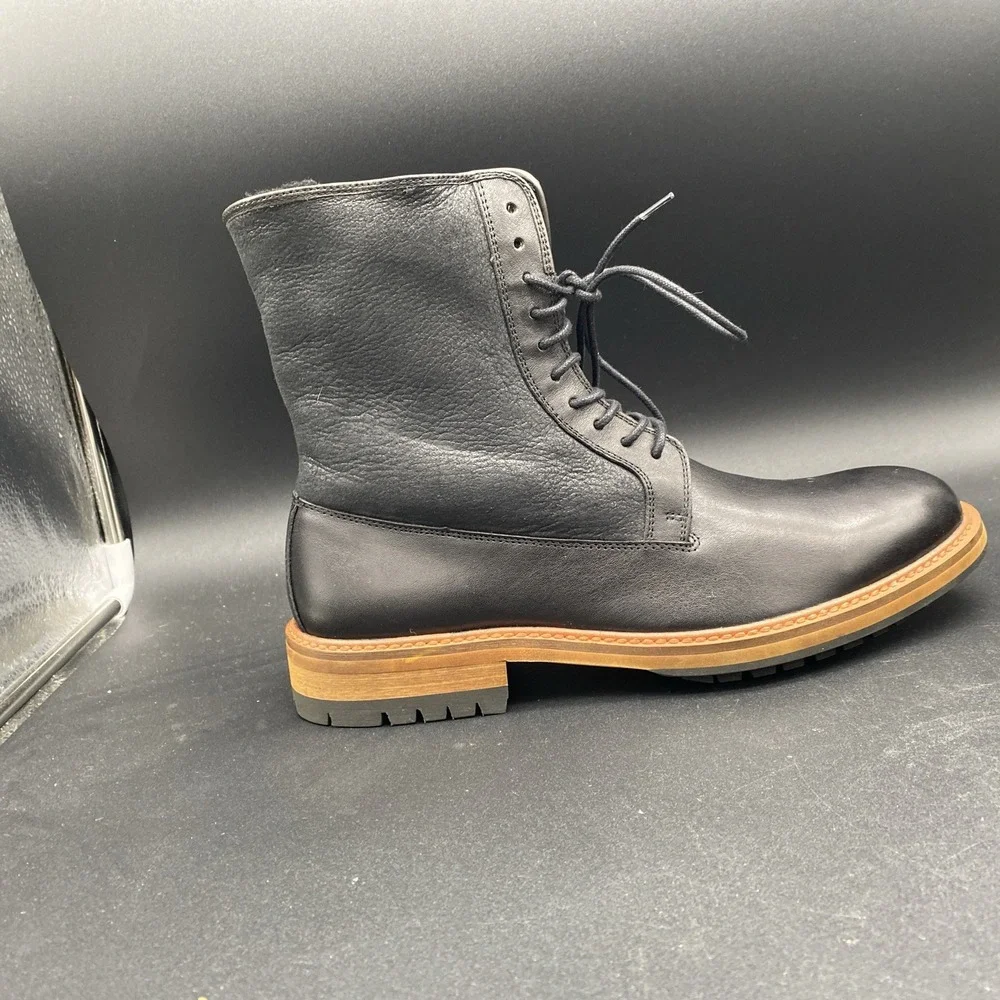 Aldo Scibelli‎ Men's Black Leather Lace-Up Boots US 9.5 New No Box